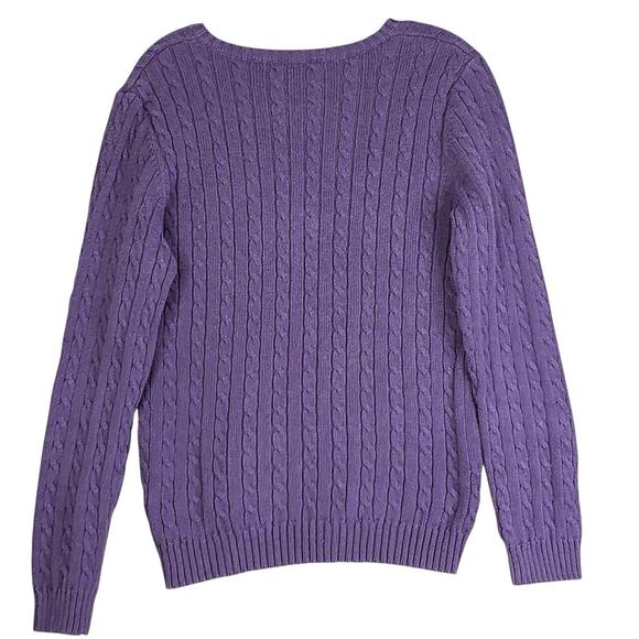 Polo Ralph Lauren LRL Sweater Pullover Women’s Size Medium M Purple Cable Knit - Picture 3 of 8